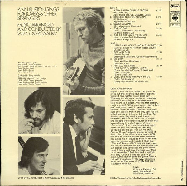 Ann Burton : Ann Burton Sings For Lovers And Other Strangers (LP, Album)