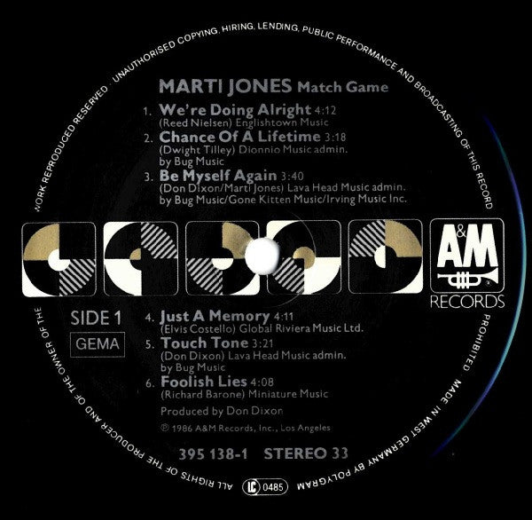 Marti Jones : Match Game (LP, Album)