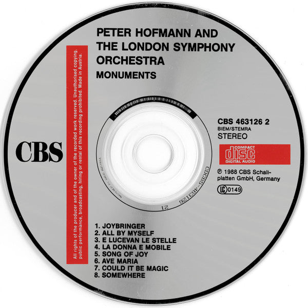 Peter Hofmann & London Symphony Orchestra : Monuments (CD, Album)