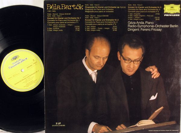 Béla Bartók - Géza Anda - Radio-Symphonie-Orchester Berlin - Ferenc Fricsay : Die 3 Klavierkonzerte = The 3 Piano Concertos / Rhapsodie Für Klavier Und Orchester (2xLP, Comp)