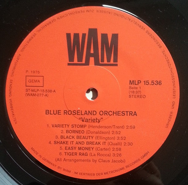Blue Roseland Orchestra : Variety (LP, Album)
