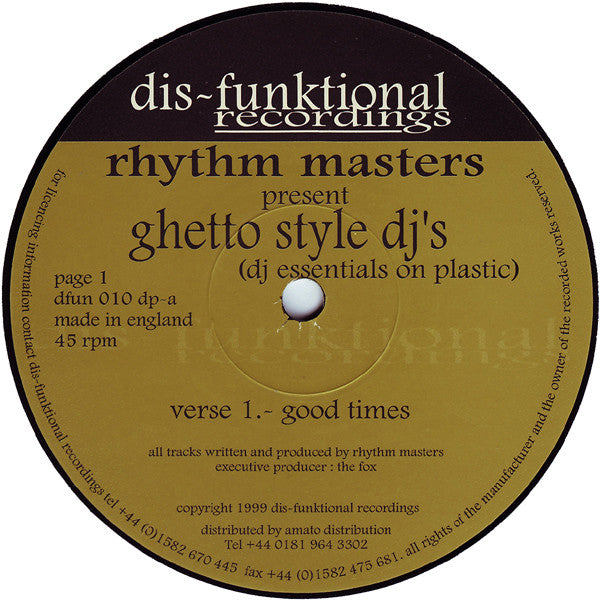 Rhythm Masters : Ghetto Style DJ's (DJ Essentials On Plastic) (2x12")