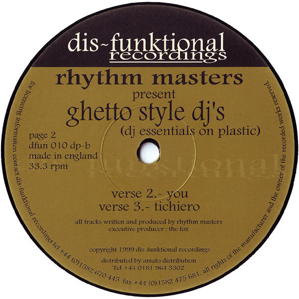 Rhythm Masters : Ghetto Style DJ's (DJ Essentials On Plastic) (2x12")
