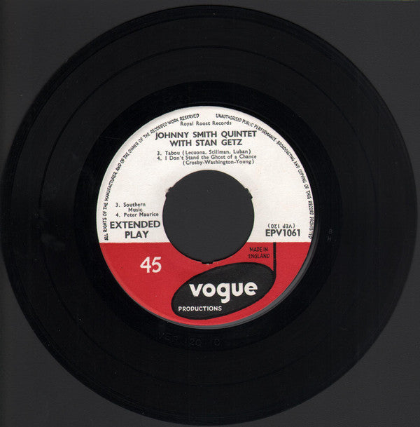 Johnny Smith Quintet With Stan Getz : Moonlight In Vermont (7", EP)
