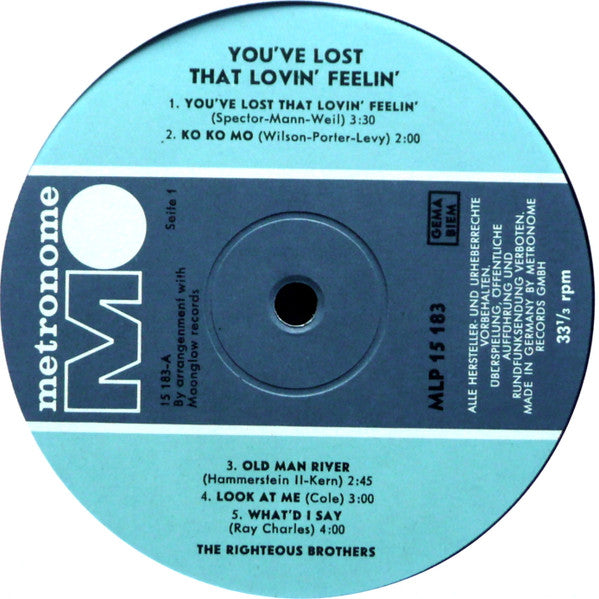 The Righteous Brothers : You've Lost That Lovin' Feelin' (LP)