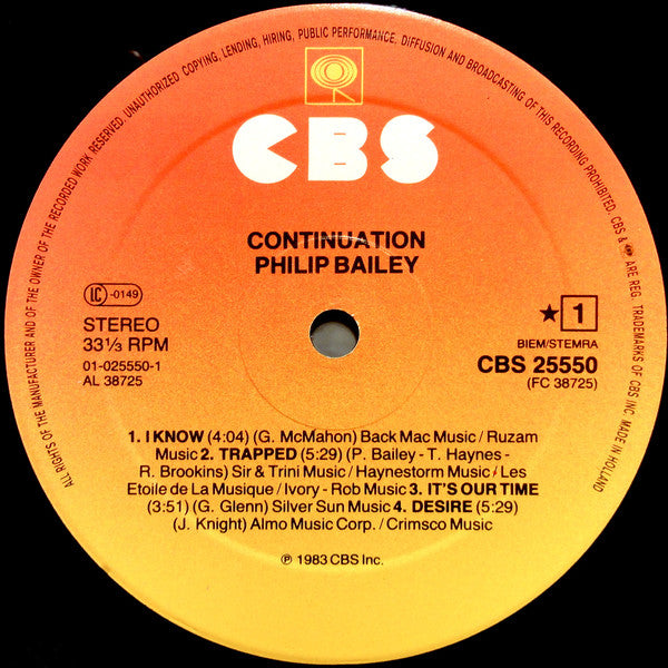 Philip Bailey : Continuation (LP, Album)
