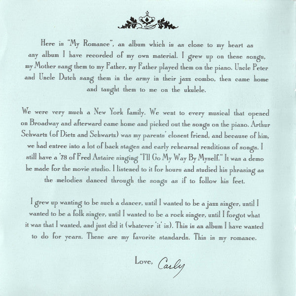 Carly Simon : My Romance (CD, Album)