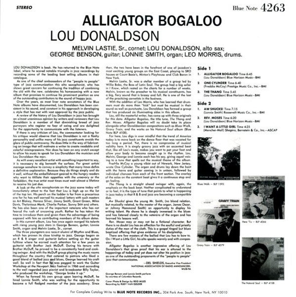 Lou Donaldson : Alligator Bogaloo (LP, Album, RE, Sco)