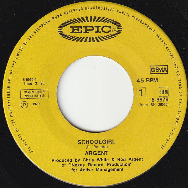 Argent : Schoolgirl (7", Single)