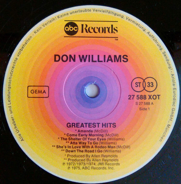 Don Williams (2) : Greatest Hits Volume One (LP, Comp, RE)