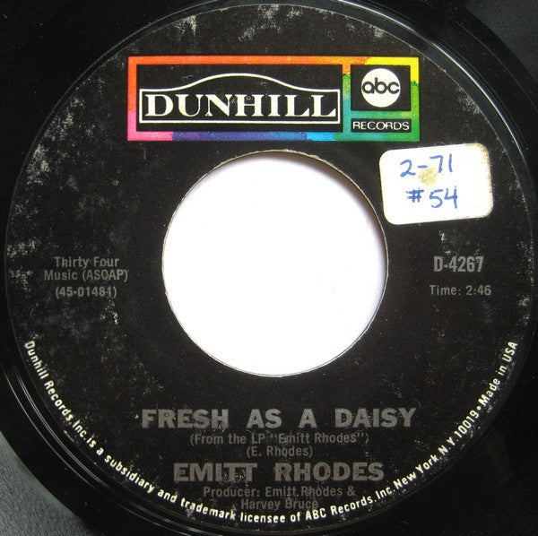 Emitt Rhodes : Fresh As A Daisy / You Take The Dark Out Of The Night (7", Single, Mono)