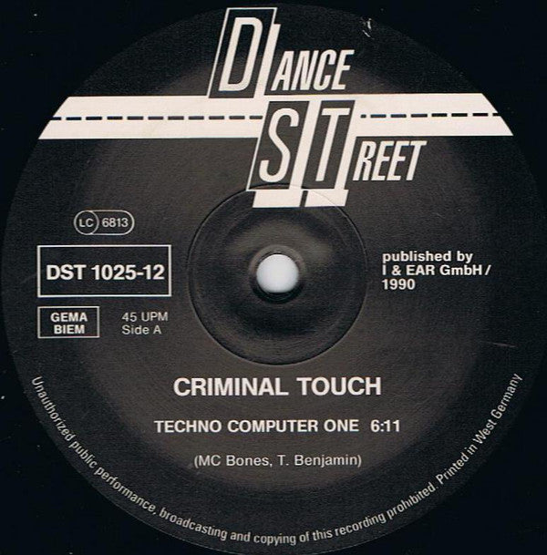 Criminal Touch : Techno Computer 1 (12")