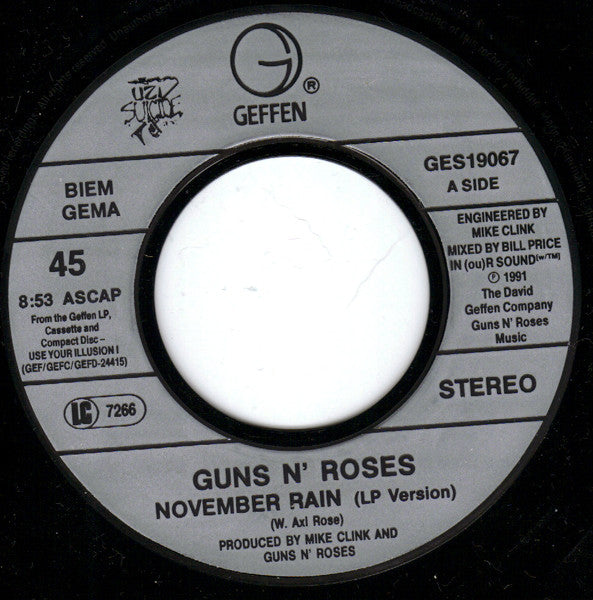 Guns N' Roses : November Rain (7", Single)