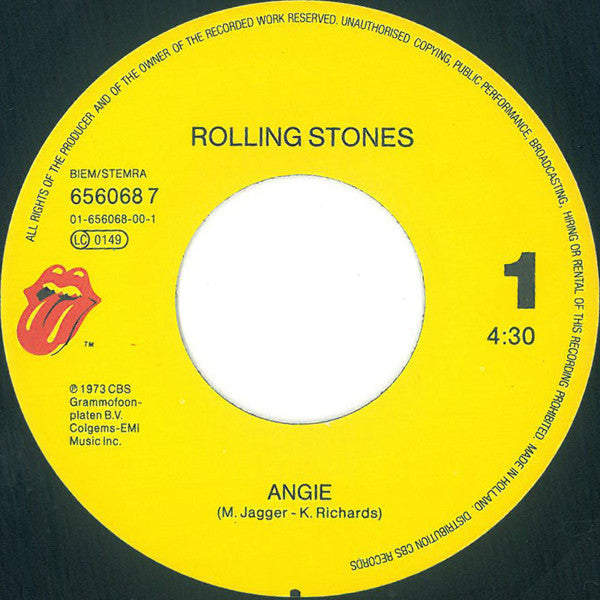 The Rolling Stones : Angie (7", Single, RE)