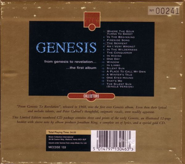 Genesis : From Genesis To Revelation (CD, Album, Mono, Ltd, Num, RE, Gol)