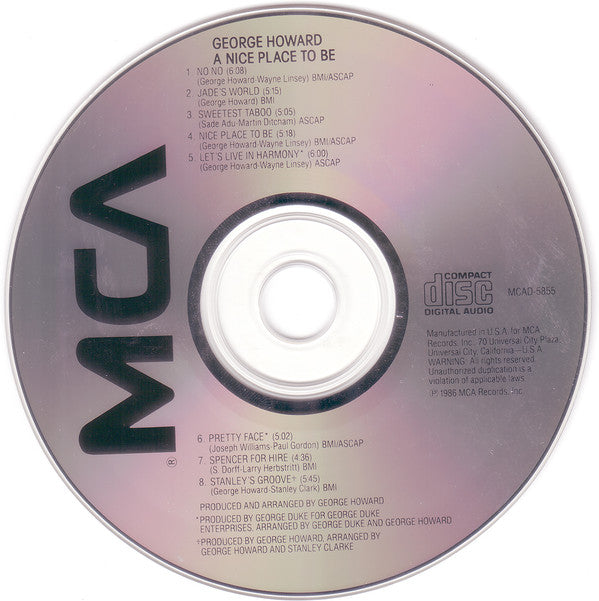 George Howard : A Nice Place To Be (CD, Album)