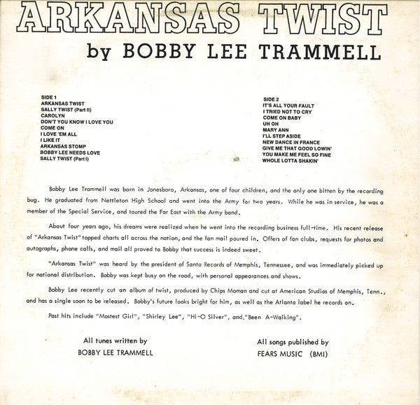 Bobby Lee Trammell : Arkansas Twist (LP, Comp)