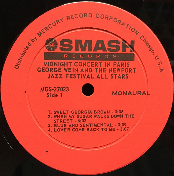 George Wein & The Newport All-Stars : Midnight Concert In Paris (LP, Album, Mono)