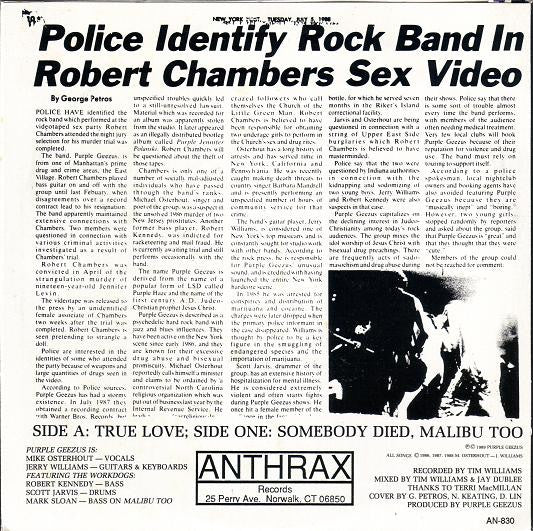 Purple Geezus : True Love (7", Single)