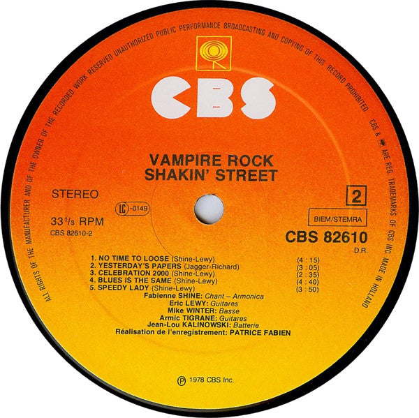 Shakin' Street : Vampire Rock (LP, Album)