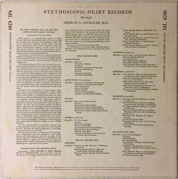 George David Geckeler M.D. : Stethoscopic Heart Records, Revised (LP, Album, Mono)