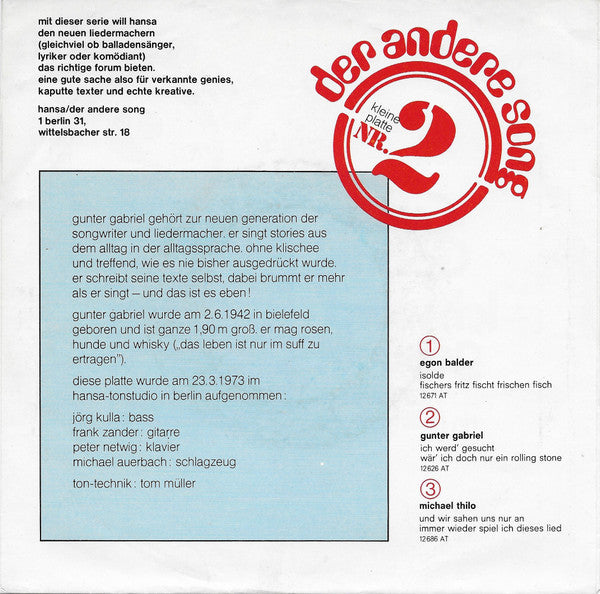 Gunter Gabriel : Ich Werd' Gesucht (7", Single)
