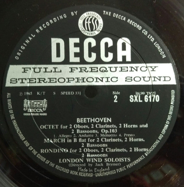 Ludwig Van Beethoven, London Wind Soloists Directed By Jack Brymer : Complete Music For Wind Band (LP, Album)