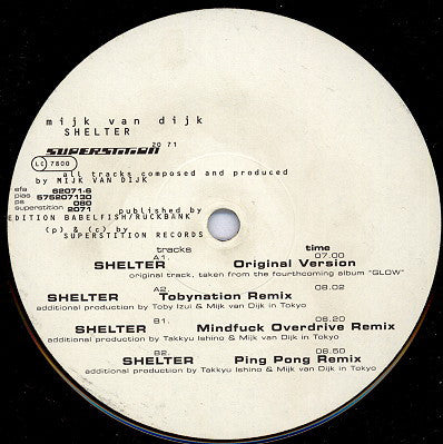 Mijk Van Dijk : Shelter (12")