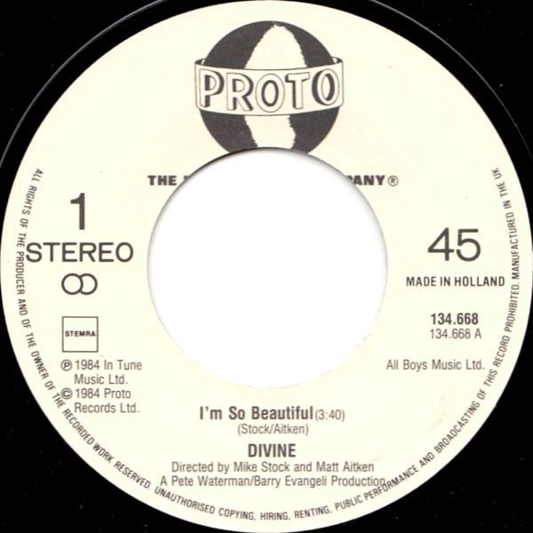 Divine : I'm So Beautiful (7", Single)