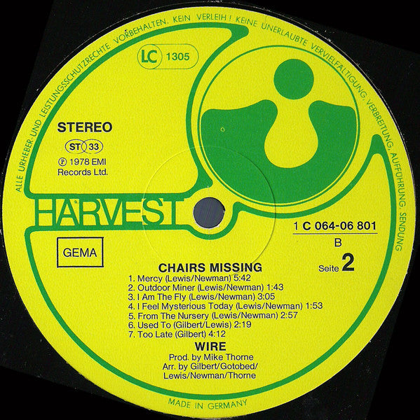 Wire : Chairs Missing (LP, Album)