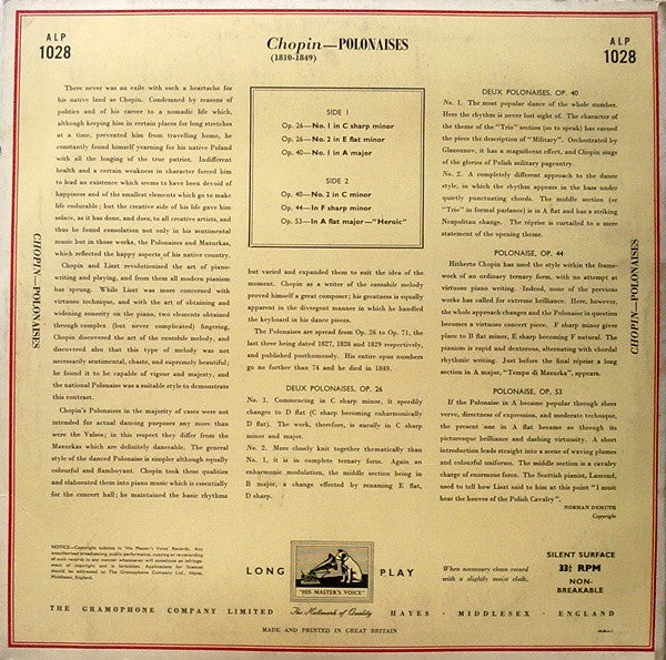 Frédéric Chopin Played By Arthur Rubinstein : Polonaises (LP)