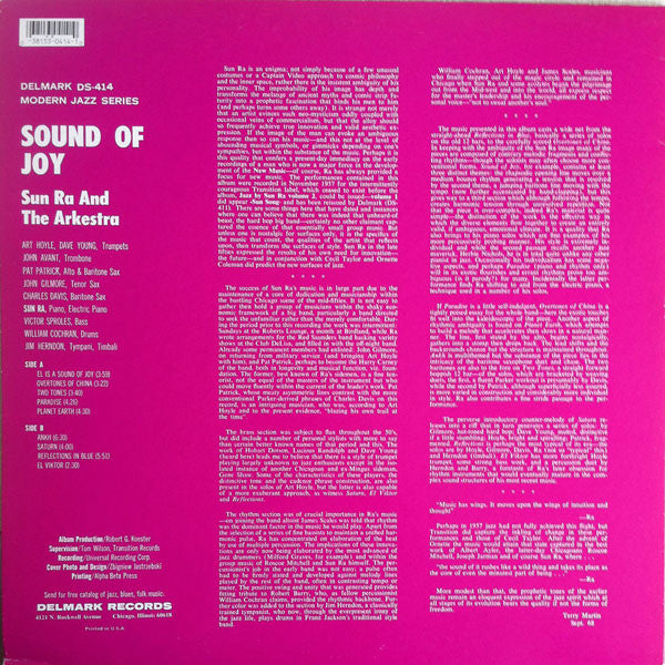 The Sun Ra Arkestra : Sound Of Joy (LP, Album, RE)