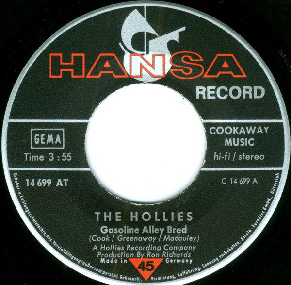 The Hollies : Gasoline Alley Bred / Dandelion Wine (7", Single)