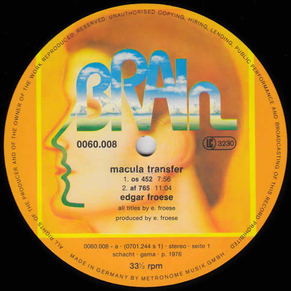 Edgar Froese : Macula Transfer (LP, Album, RE)