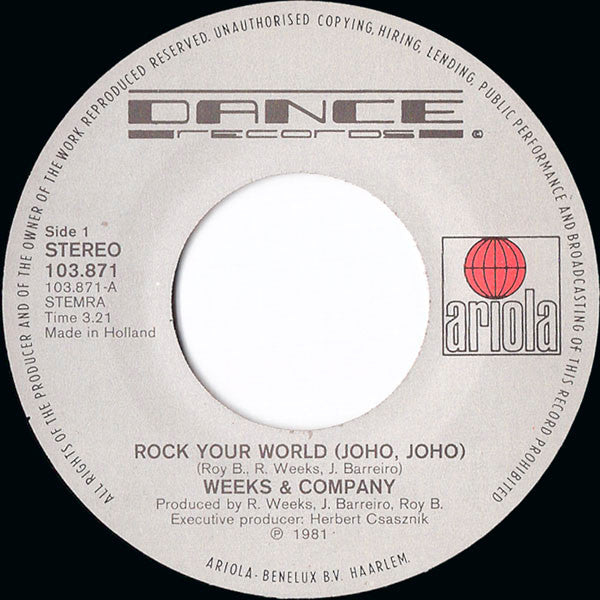Weeks & Co. : Rock Your World (Joho, Joho) (7", Single)