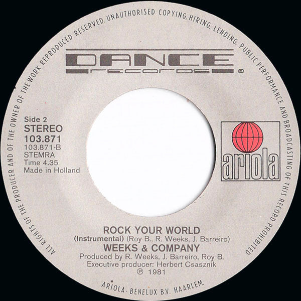 Weeks & Co. : Rock Your World (Joho, Joho) (7", Single)