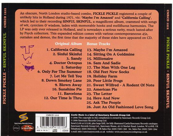 Fickle Pickle : Sinful Skinful (CD, Album, RE, RM)