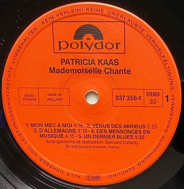 Patricia Kaas : Mademoiselle Chante... (LP, Album)