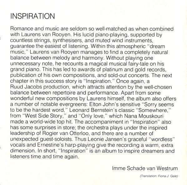 Laurens van Rooyen : Inspiration (CD, Album)