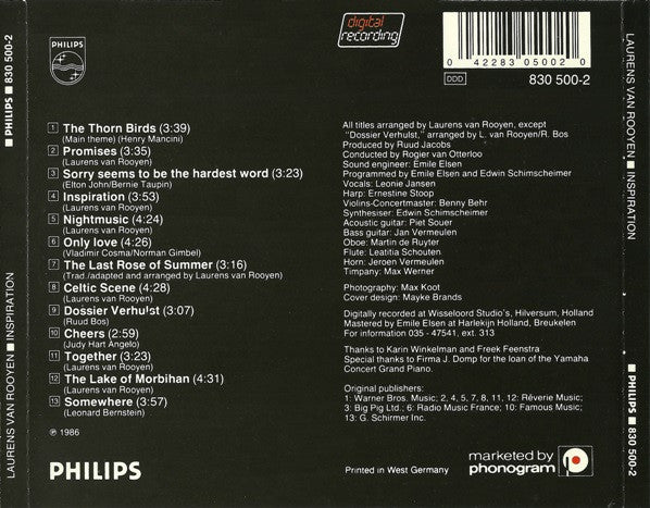 Laurens van Rooyen : Inspiration (CD, Album)