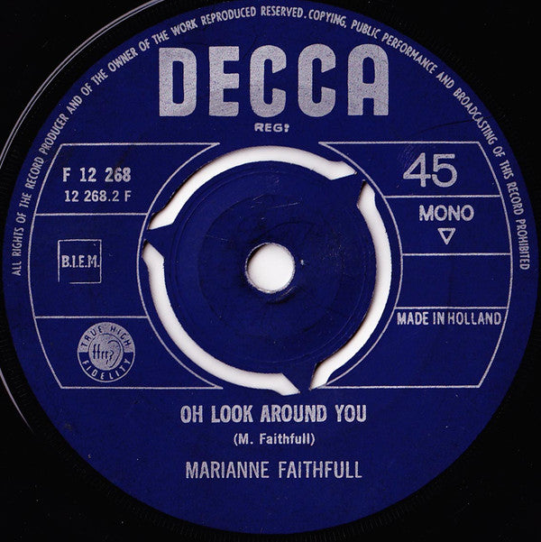 Marianne Faithfull : Yesterday / Oh Look Around You (7", Single, Mono)