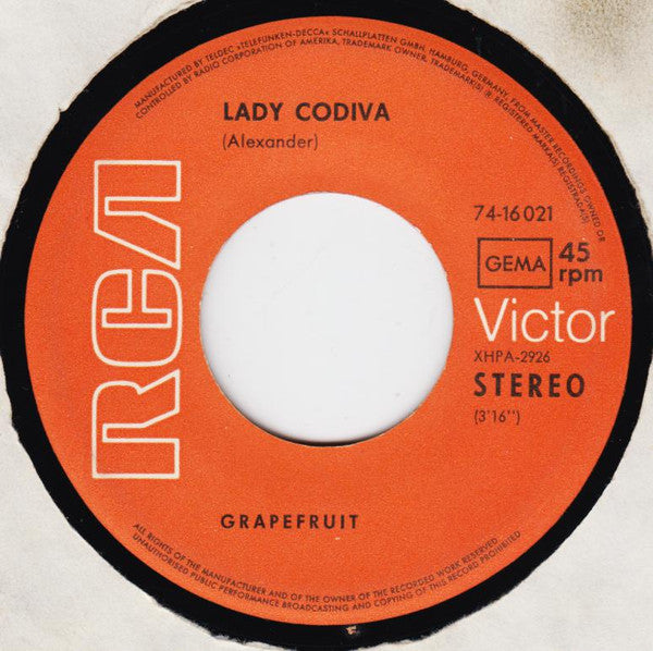 Grapefruit : Lady Godiva (Come Home) (7", Single)