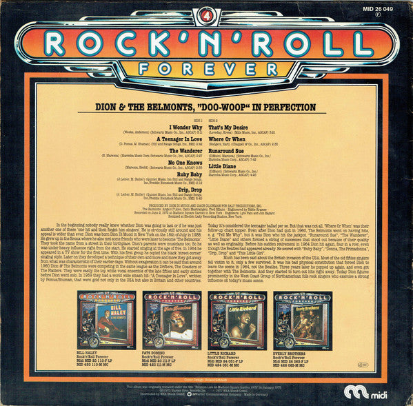 Dion & The Belmonts : Rock 'N' Roll Forever (LP, Album, RE)