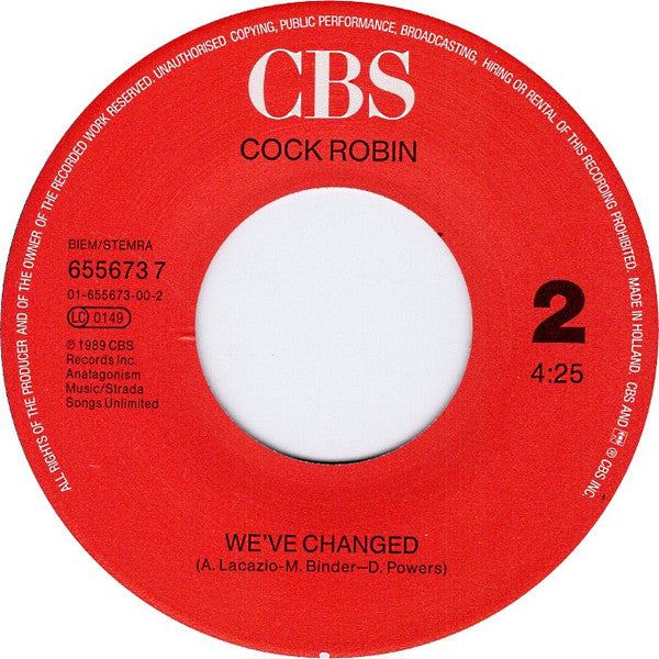 Cock Robin : Manzanar (7", Single)