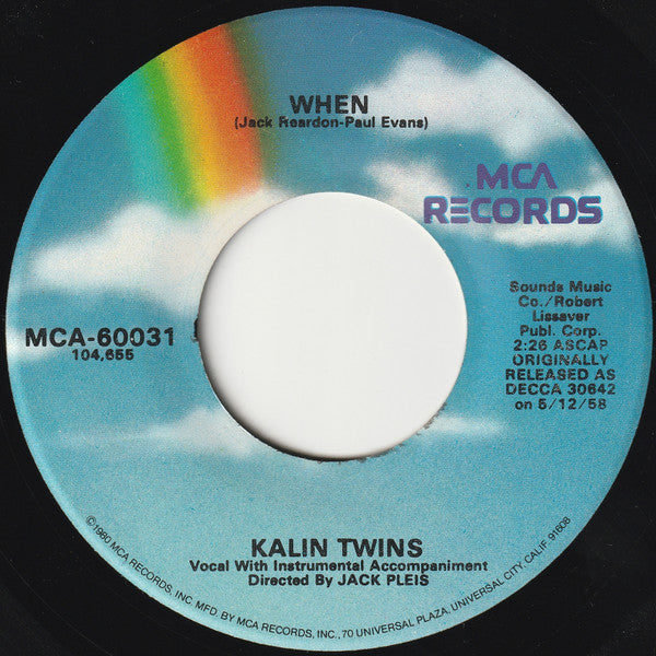 Kalin Twins : Three O'Clock Thrill / When (7", Single, RE, RP)