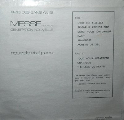 Amis Des Sans Amis : Messe Pour La Génération Nouvelle (LP, Album)