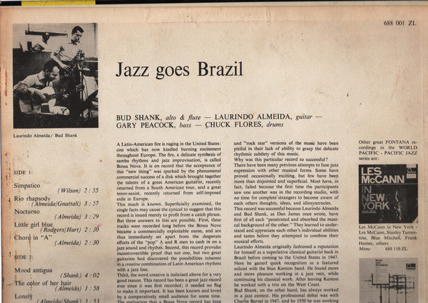 Laurindo Almeida & Bud Shank : Jazz Goes Brazil (LP, Mono)
