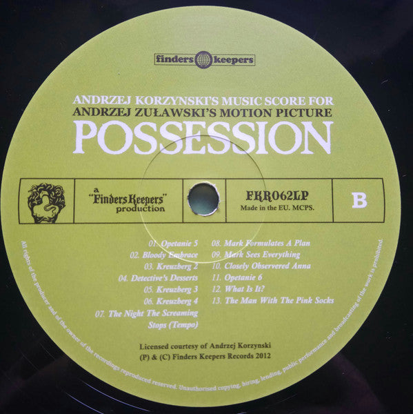 Andrzej Korzynski* : Andrzej Korzynski's Music Score For Andrzej Zuławski's Motion Picture Possession (LP, Album)