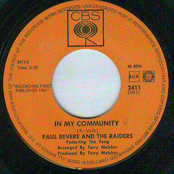Paul Revere & The Raiders : The Great Airplane Strike / In My Community (7")