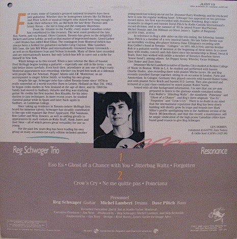 Reg Schwager Trio : Resonance (LP, Album)